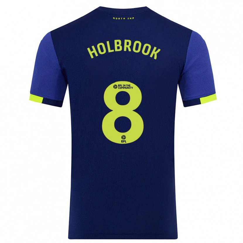 Danxen Uomo Maglia Jess Holbrook #8 Blu Marino Giallo Kit Gara Away 2025/26 Maglietta