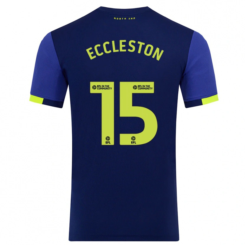 Danxen Uomo Maglia Ethan Eccleston #15 Blu Marino Giallo Kit Gara Away 2025/26 Maglietta