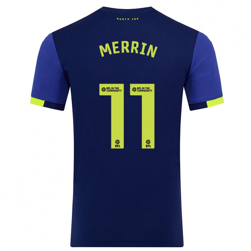 Danxen Uomo Maglia Laura Merrin #11 Blu Marino Giallo Kit Gara Away 2025/26 Maglietta