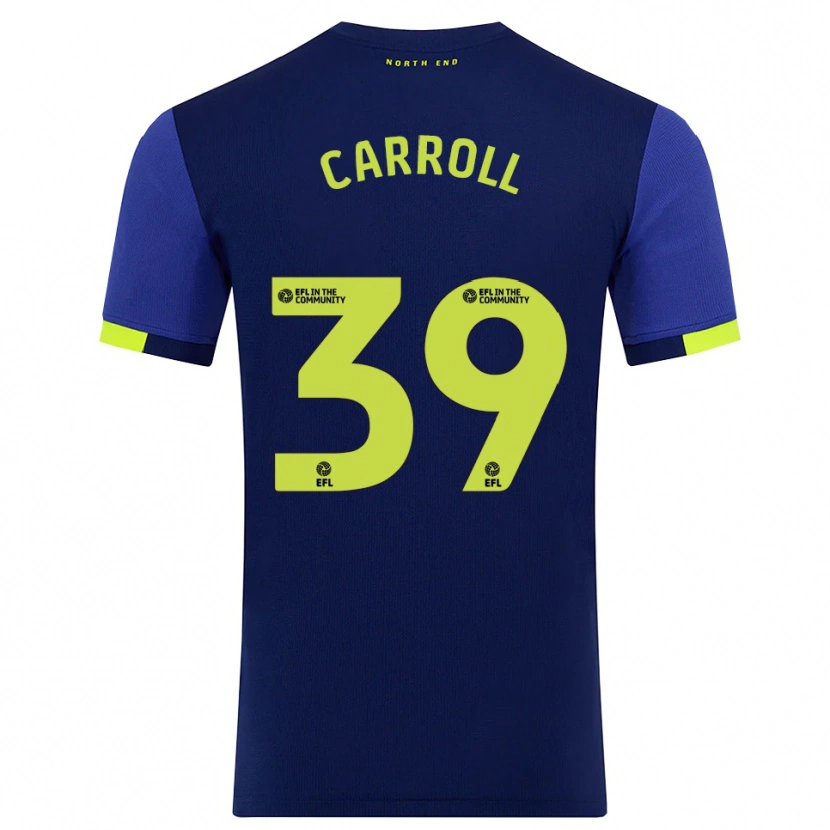 Danxen Uomo Maglia Theo Carroll #39 Blu Marino Giallo Kit Gara Away 2025/26 Maglietta