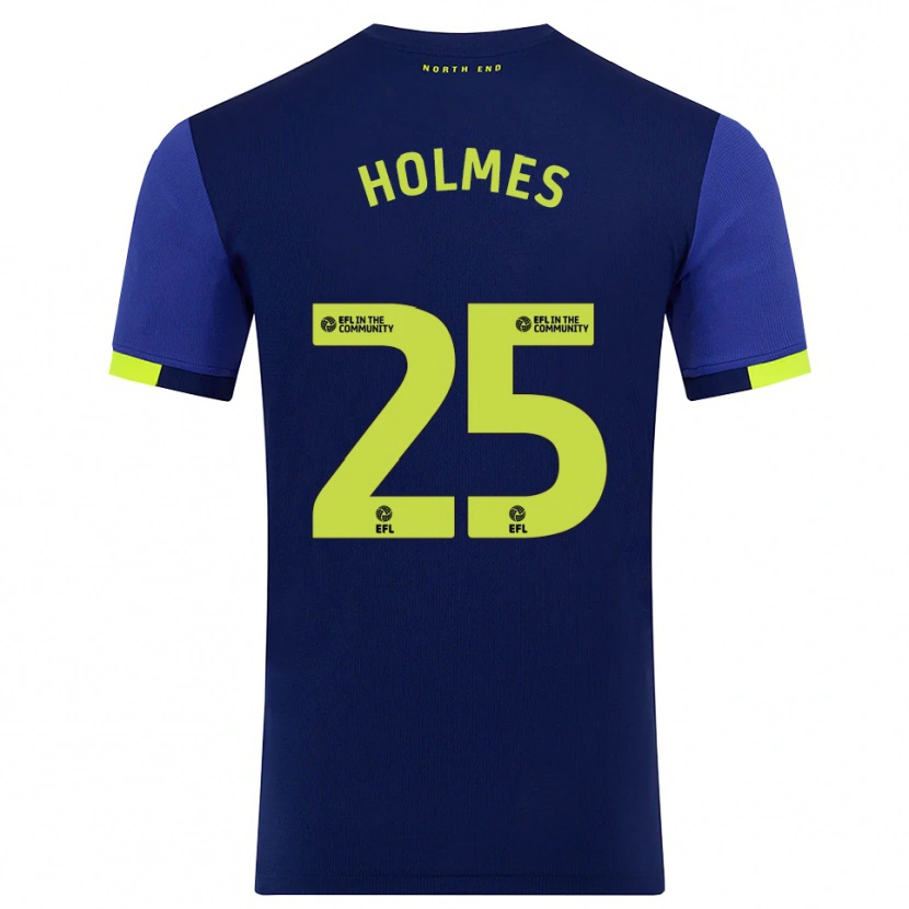 Danxen Uomo Maglia Duane Holmes #25 Blu Marino Giallo Kit Gara Away 2025/26 Maglietta