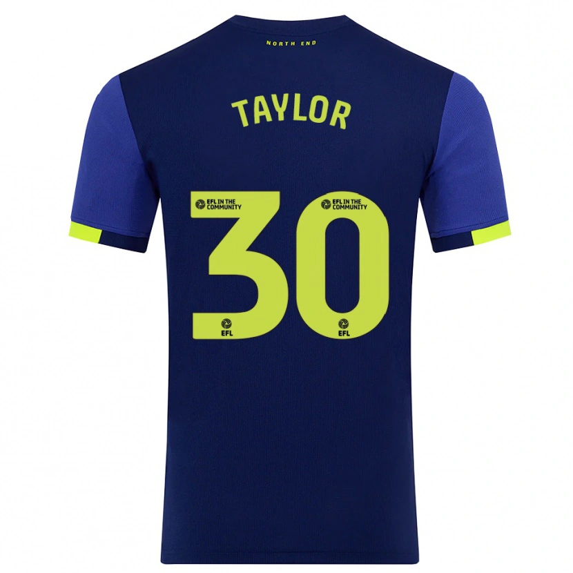 Danxen Uomo Maglia Kian Taylor #30 Blu Marino Giallo Kit Gara Away 2025/26 Maglietta