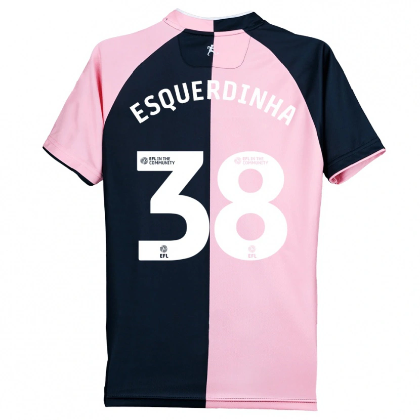 Danxen Uomo Maglia Esquerdinha #38 Rosa Nero Kit Gara Away 2025/26 Maglietta