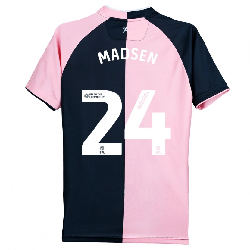 Danxen Uomo Maglia Nicolas Madsen #24 Rosa Nero Kit Gara Away 2025/26 Maglietta