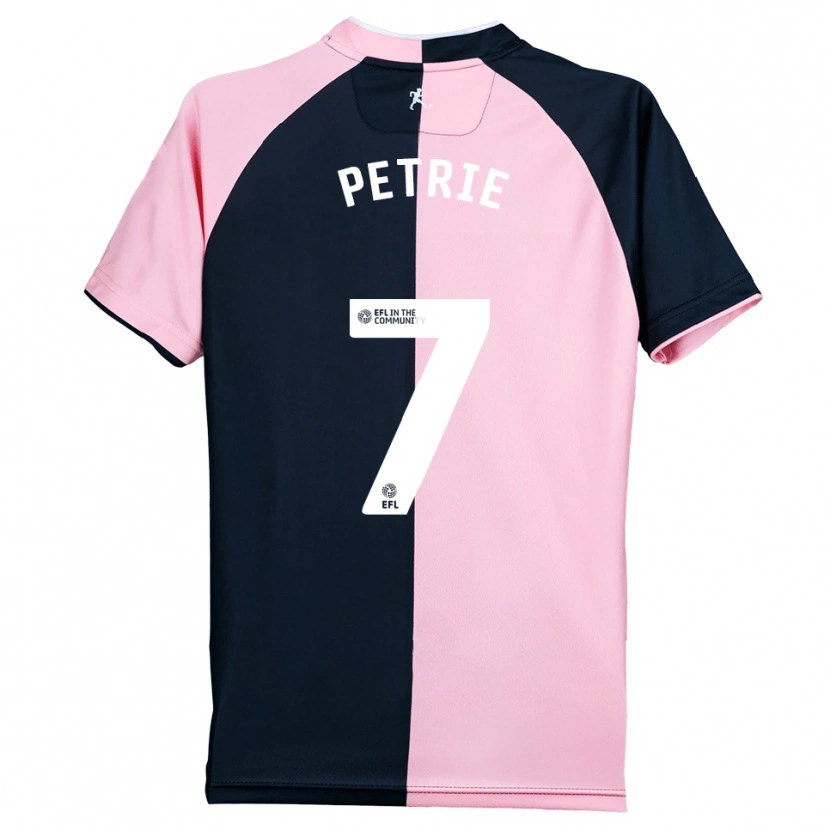 Danxen Uomo Maglia Kieran Petrie #7 Rosa Nero Kit Gara Away 2025/26 Maglietta