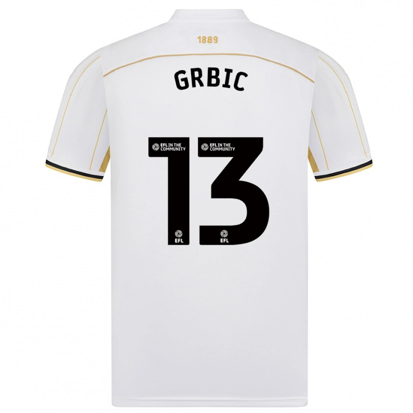 Danxen Uomo Maglia Ivo Grbic #13 Bianco Oro Kit Gara Away 2025/26 Maglietta