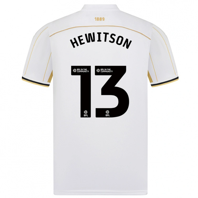 Danxen Uomo Maglia Coby Hewitson #13 Bianco Oro Kit Gara Away 2025/26 Maglietta
