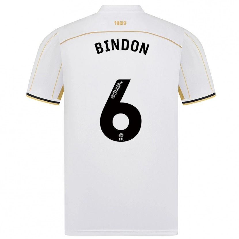 Danxen Uomo Maglia Tyler Bindon #6 Bianco Oro Kit Gara Away 2025/26 Maglietta