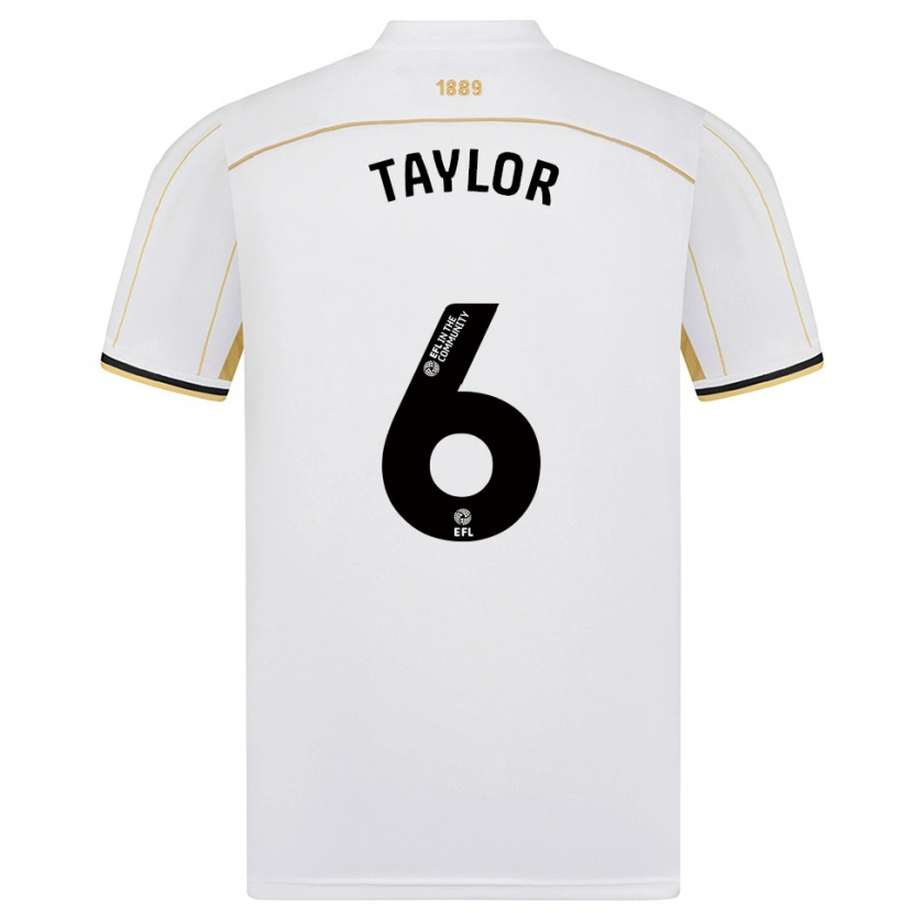 Danxen Uomo Maglia Emma Taylor #6 Bianco Oro Kit Gara Away 2025/26 Maglietta