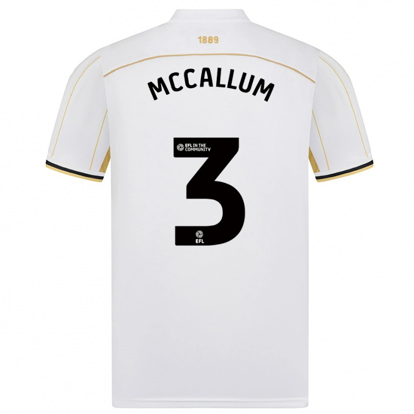 Danxen Uomo Maglia Sam Mccallum #3 Bianco Oro Kit Gara Away 2025/26 Maglietta