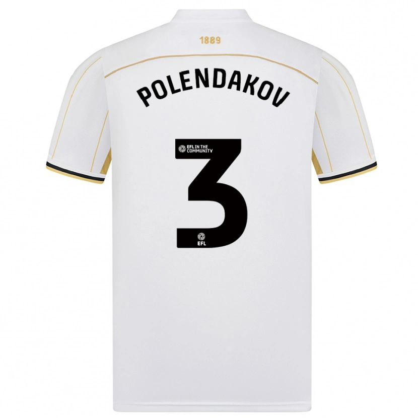 Danxen Uomo Maglia Mihail Polendakov #3 Bianco Oro Kit Gara Away 2025/26 Maglietta