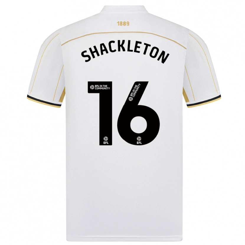 Danxen Uomo Maglia Jamie Shackleton #16 Bianco Oro Kit Gara Away 2025/26 Maglietta