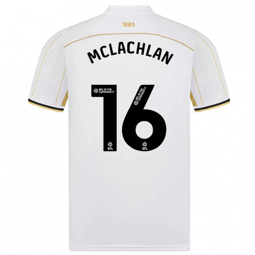 Danxen Uomo Maglia Riley Mclachlan #16 Bianco Oro Kit Gara Away 2025/26 Maglietta