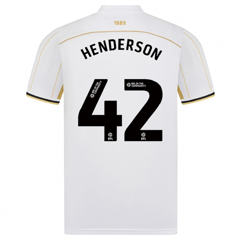 Danxen Uomo Maglia Peyton Henderson #42 Bianco Oro Kit Gara Away 2025/26 Maglietta