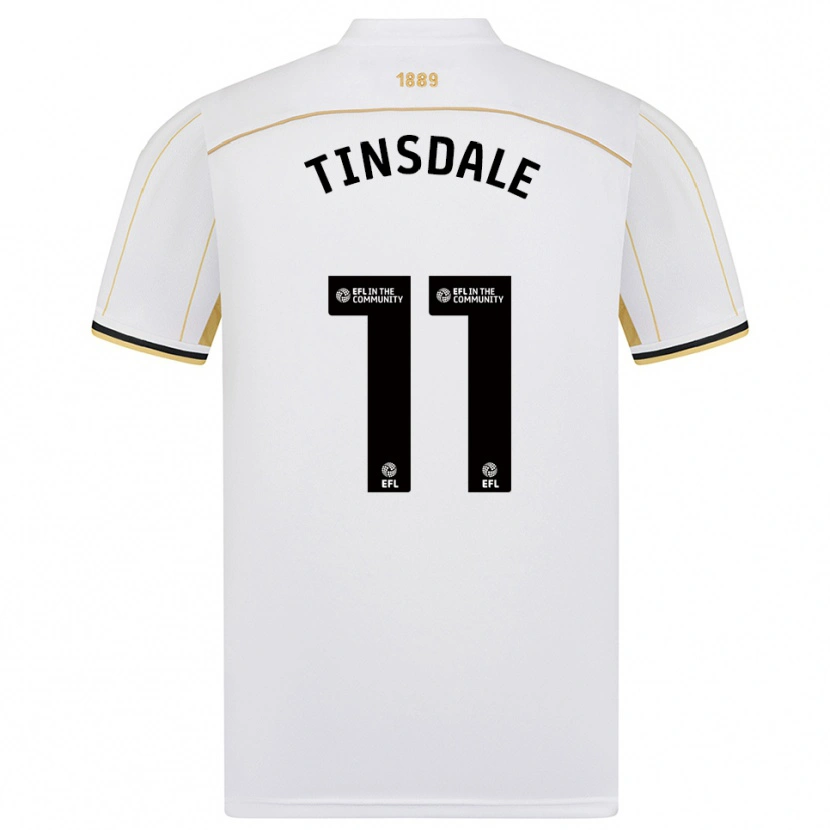 Danxen Uomo Maglia Jay Tinsdale #11 Bianco Oro Kit Gara Away 2025/26 Maglietta
