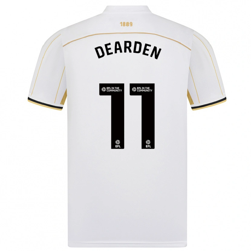 Danxen Uomo Maglia Tom Dearden #11 Bianco Oro Kit Gara Away 2025/26 Maglietta