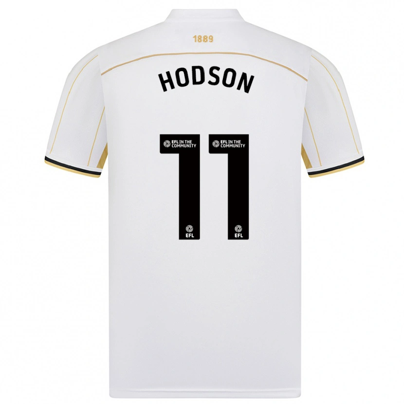 Danxen Uomo Maglia Ashley Hodson #11 Bianco Oro Kit Gara Away 2025/26 Maglietta