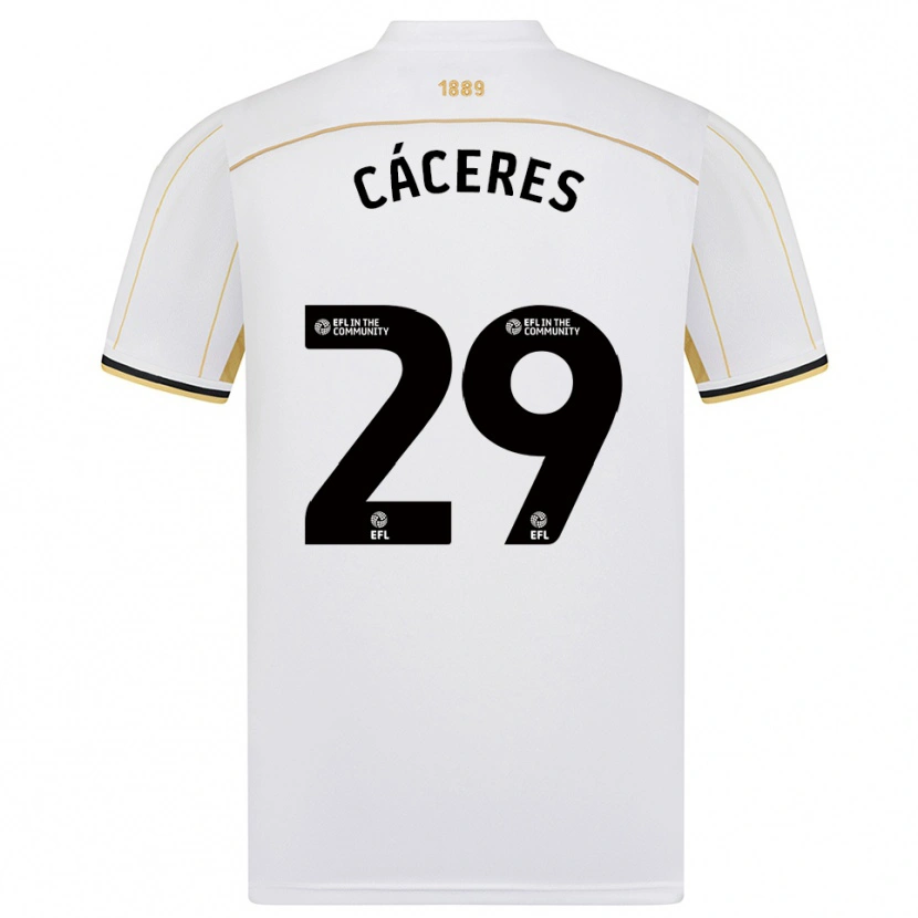 Danxen Uomo Maglia Jefferson Cáceres #29 Bianco Oro Kit Gara Away 2025/26 Maglietta