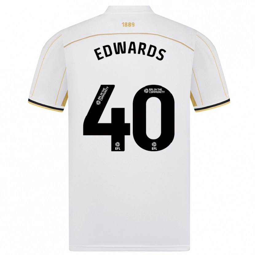 Danxen Uomo Maglia Liv Edwards #40 Bianco Oro Kit Gara Away 2025/26 Maglietta