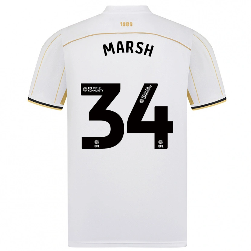Danxen Uomo Maglia Louie Marsh #34 Bianco Oro Kit Gara Away 2025/26 Maglietta