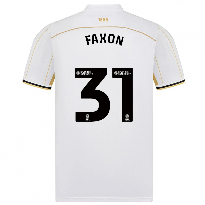 Danxen Uomo Maglia Luke Faxon #31 Bianco Oro Kit Gara Away 2025/26 Maglietta