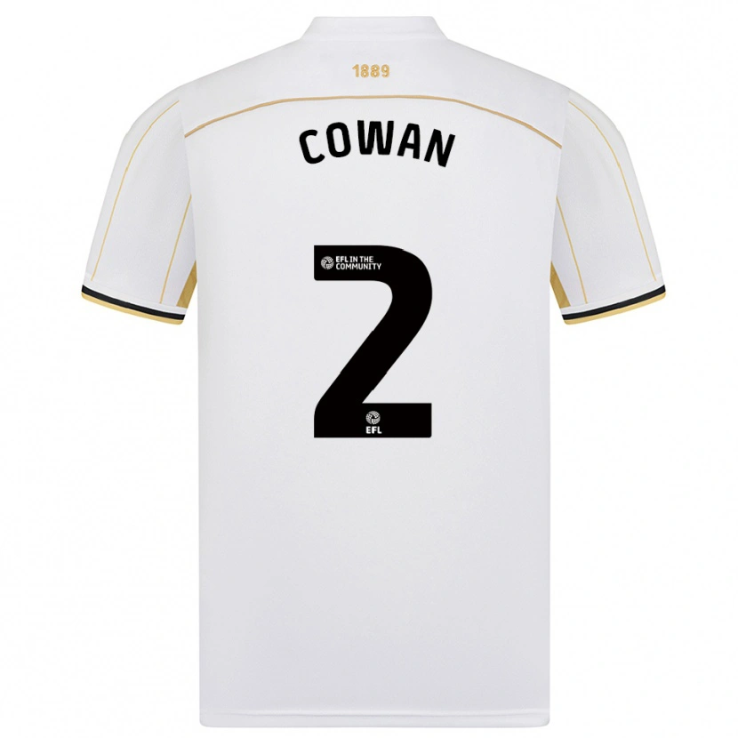 Danxen Uomo Maglia Leanne Cowan #2 Bianco Oro Kit Gara Away 2025/26 Maglietta