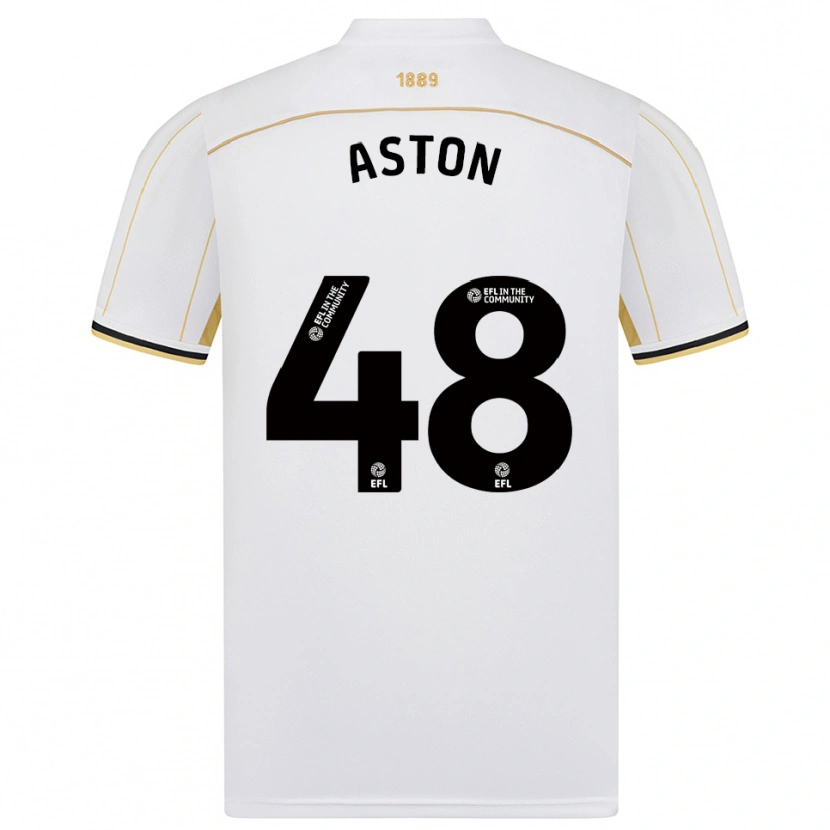 Danxen Uomo Maglia Sam Aston #48 Bianco Oro Kit Gara Away 2025/26 Maglietta