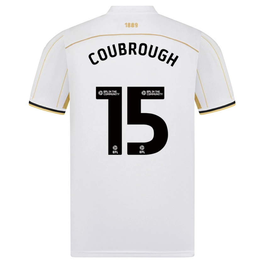 Danxen Uomo Maglia Arlo Coubrough #15 Bianco Oro Kit Gara Away 2025/26 Maglietta
