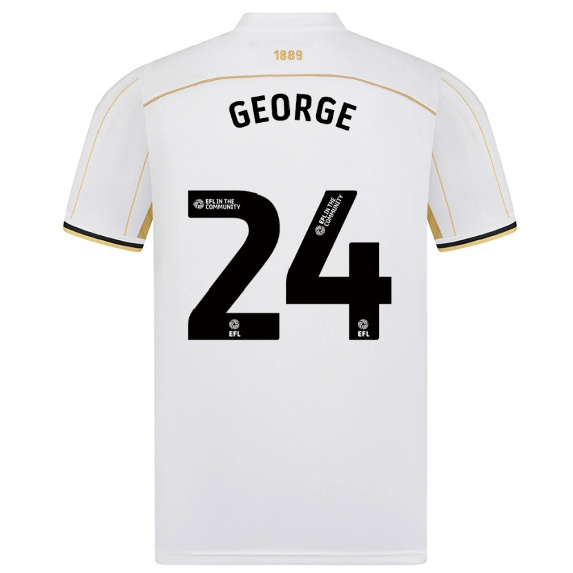 Danxen Uomo Maglia Tammi George #24 Bianco Oro Kit Gara Away 2025/26 Maglietta