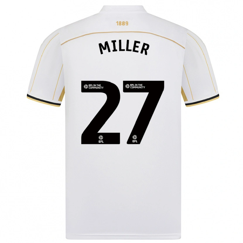 Danxen Uomo Maglia Lara Miller #27 Bianco Oro Kit Gara Away 2025/26 Maglietta