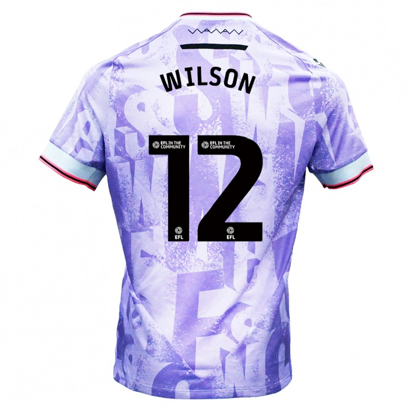 Danxen Uomo Maglia Ryan Wilson #12 Lilla Bianco Kit Gara Away 2025/26 Maglietta