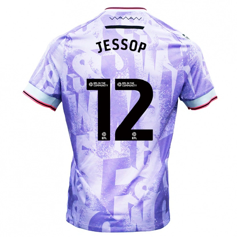 Danxen Uomo Maglia Jacob Jessop #12 Lilla Bianco Kit Gara Away 2025/26 Maglietta