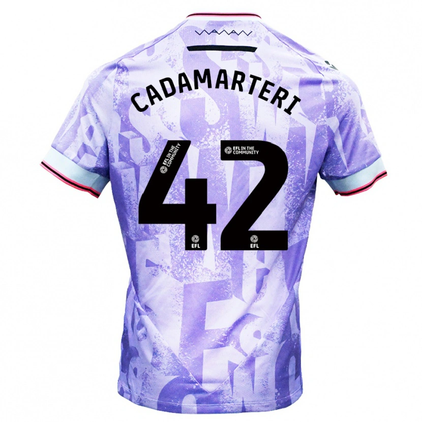 Danxen Uomo Maglia Bailey Cadamarteri #42 Lilla Bianco Kit Gara Away 2025/26 Maglietta