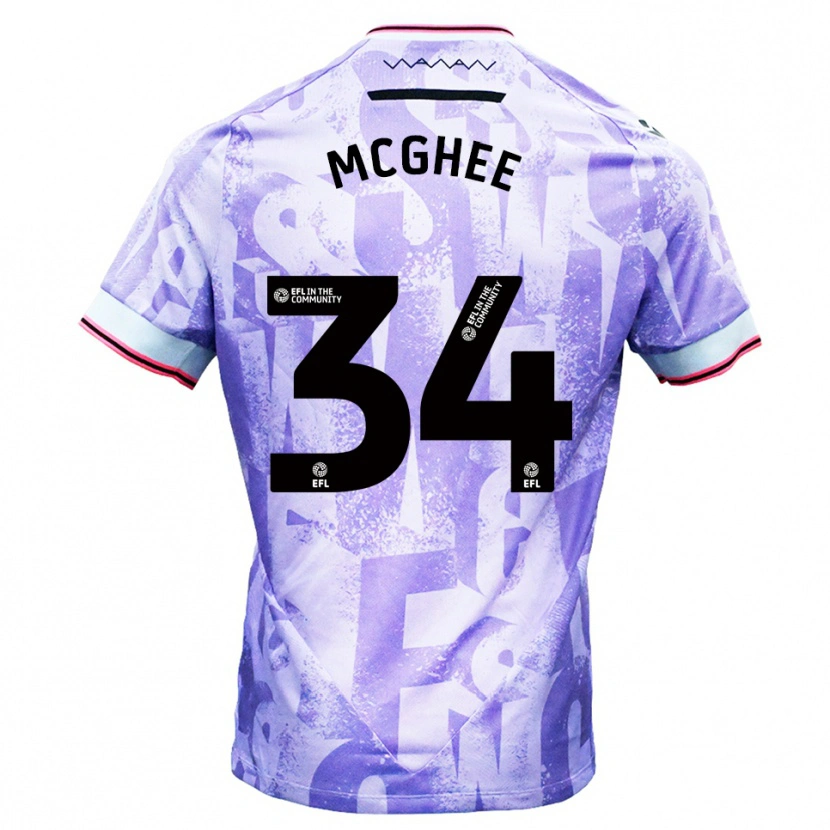 Danxen Uomo Maglia Cole Mcghee #34 Lilla Bianco Kit Gara Away 2025/26 Maglietta