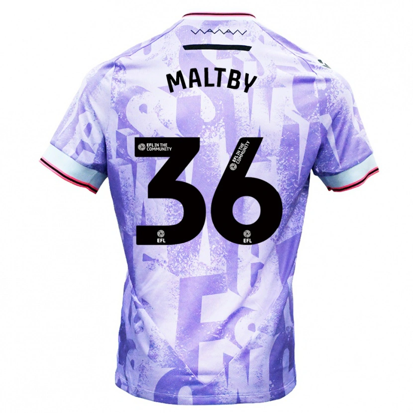 Danxen Uomo Maglia Mackenzie Maltby #36 Lilla Bianco Kit Gara Away 2025/26 Maglietta