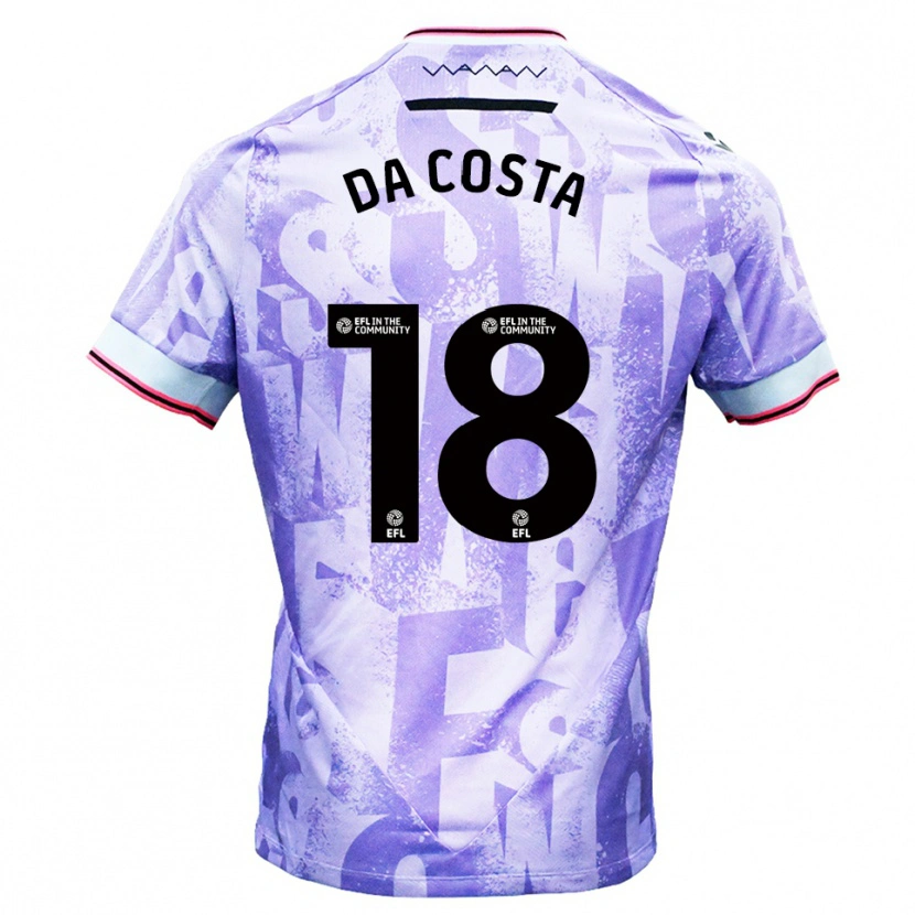 Danxen Uomo Maglia Daniel Da Costa #18 Lilla Bianco Kit Gara Away 2025/26 Maglietta