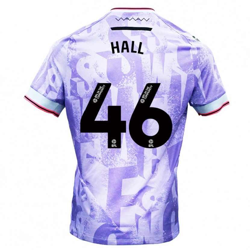 Danxen Uomo Maglia Jack Hall #46 Lilla Bianco Kit Gara Away 2025/26 Maglietta