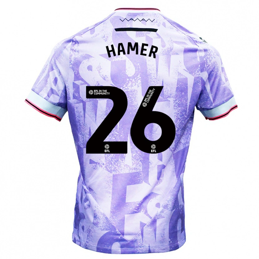 Danxen Uomo Maglia Ben Hamer #26 Lilla Bianco Kit Gara Away 2025/26 Maglietta