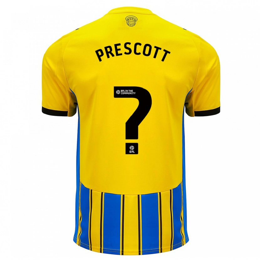 Danxen Uomo Maglia Alfie Prescott #0 Blu Giallo Kit Gara Away 2025/26 Maglietta