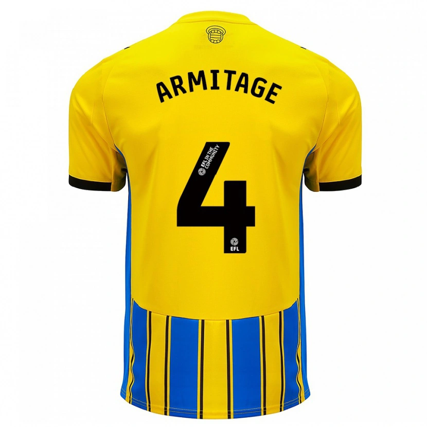 Danxen Uomo Maglia Will Armitage #4 Blu Giallo Kit Gara Away 2025/26 Maglietta
