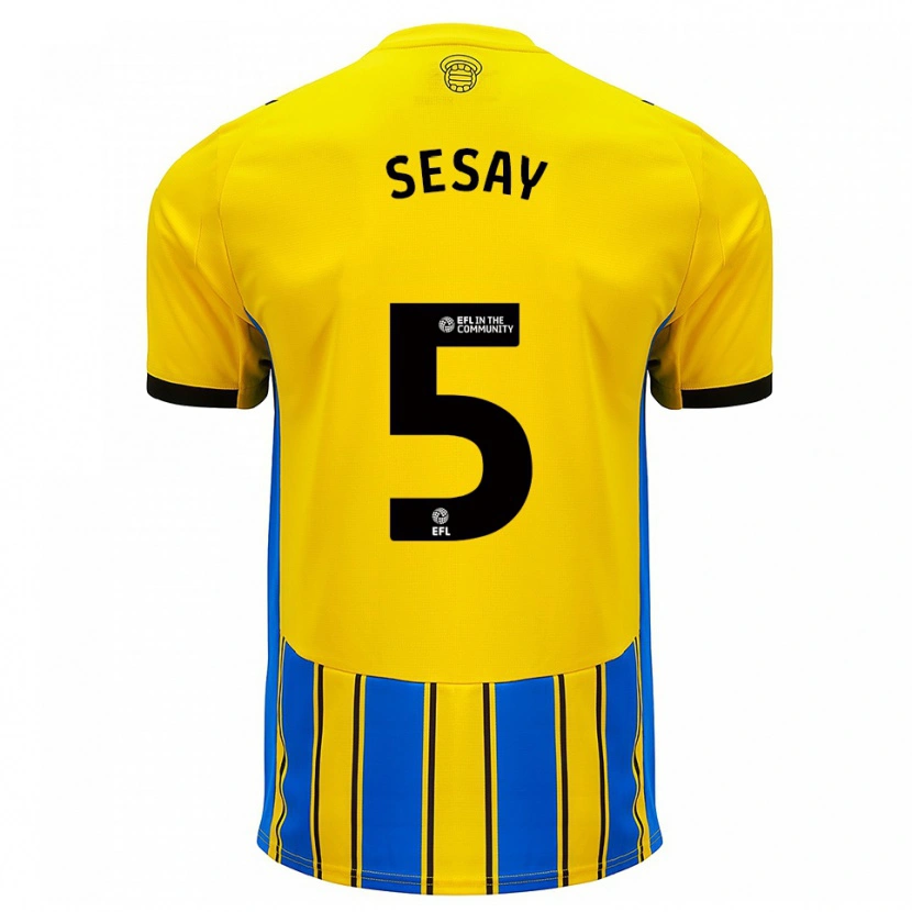 Danxen Uomo Maglia Moses Sesay #5 Blu Giallo Kit Gara Away 2025/26 Maglietta