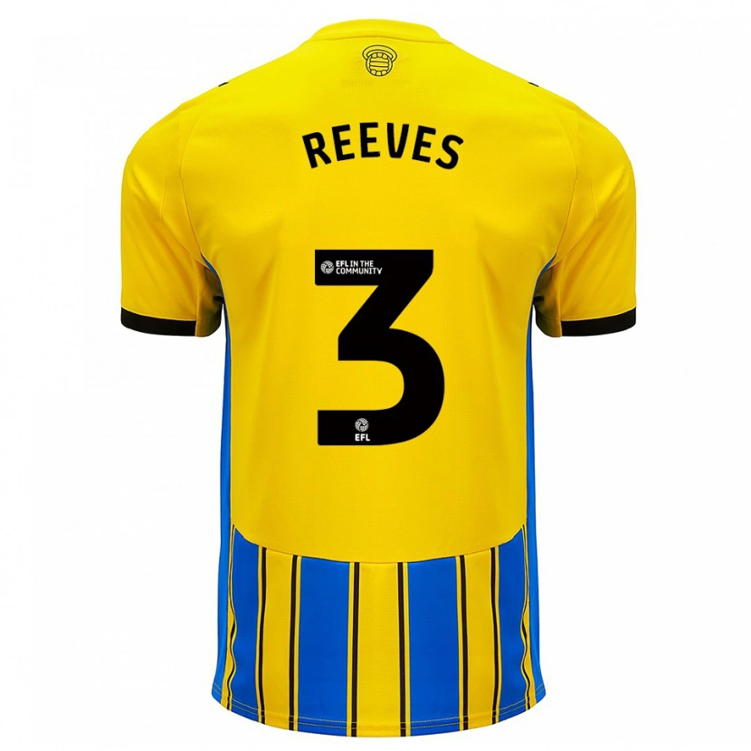 Danxen Uomo Maglia Ben Reeves #3 Blu Giallo Kit Gara Away 2025/26 Maglietta