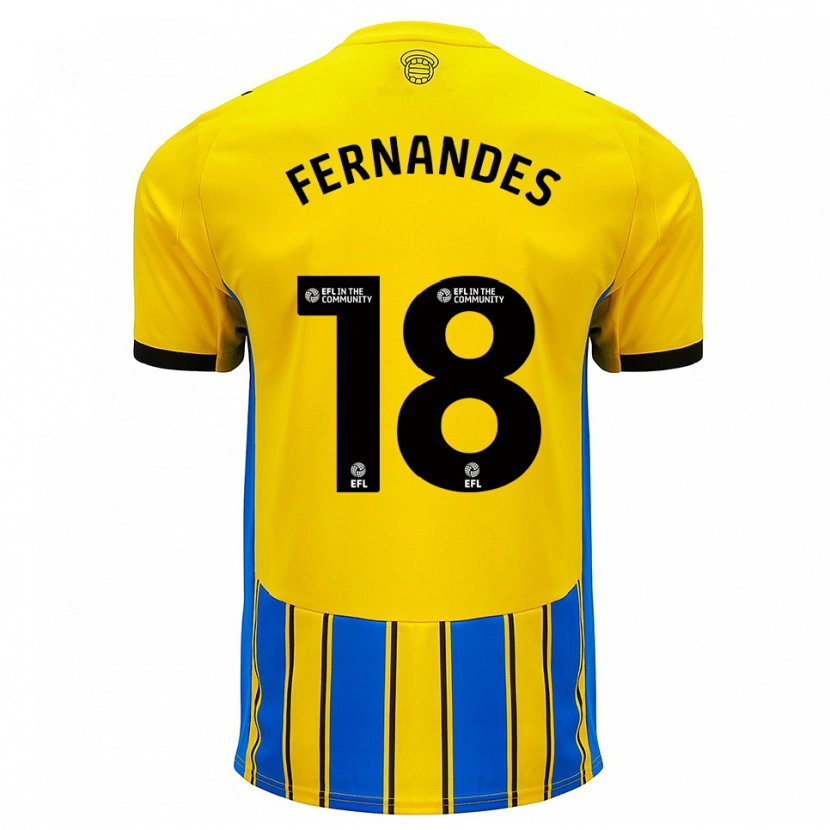 Danxen Uomo Maglia Mateus Fernandes #18 Blu Giallo Kit Gara Away 2025/26 Maglietta