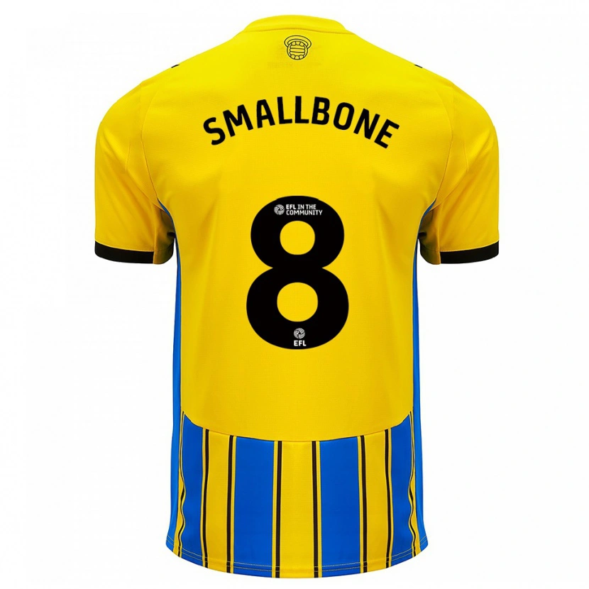 Danxen Uomo Maglia Will Smallbone #8 Blu Giallo Kit Gara Away 2025/26 Maglietta