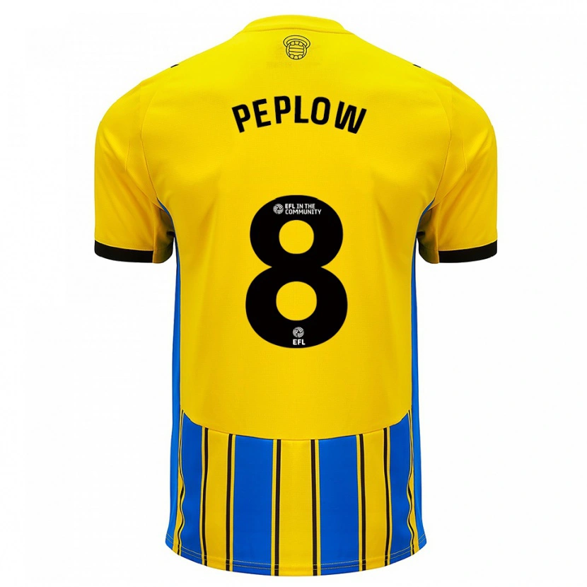 Danxen Uomo Maglia Chloe Peplow #8 Blu Giallo Kit Gara Away 2025/26 Maglietta