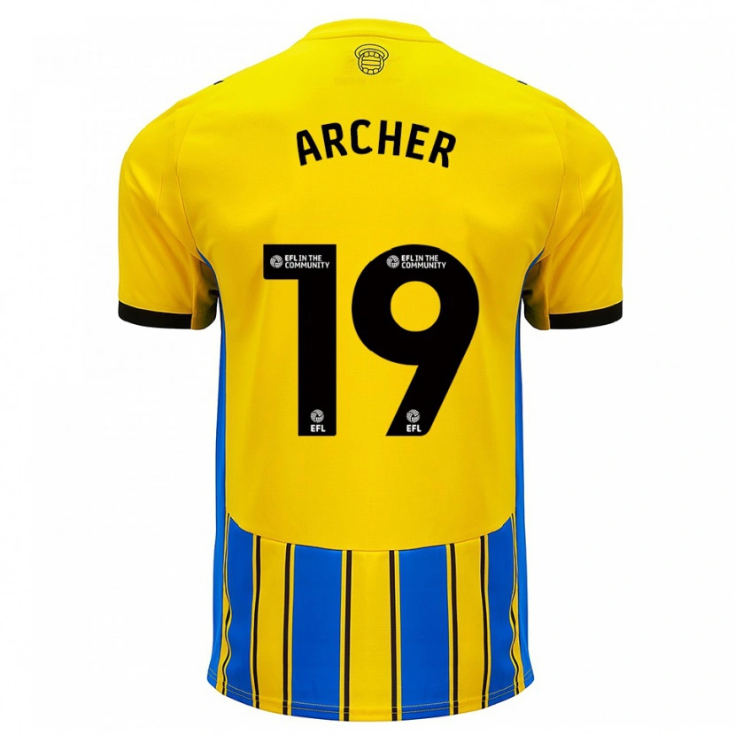 Danxen Uomo Maglia Cameron Archer #19 Blu Giallo Kit Gara Away 2025/26 Maglietta