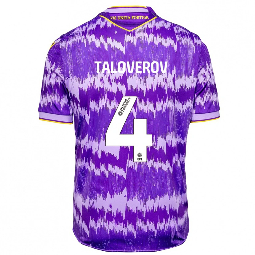Danxen Uomo Maglia Maksym Taloverov #4 Viola Giallo Kit Gara Away 2025/26 Maglietta