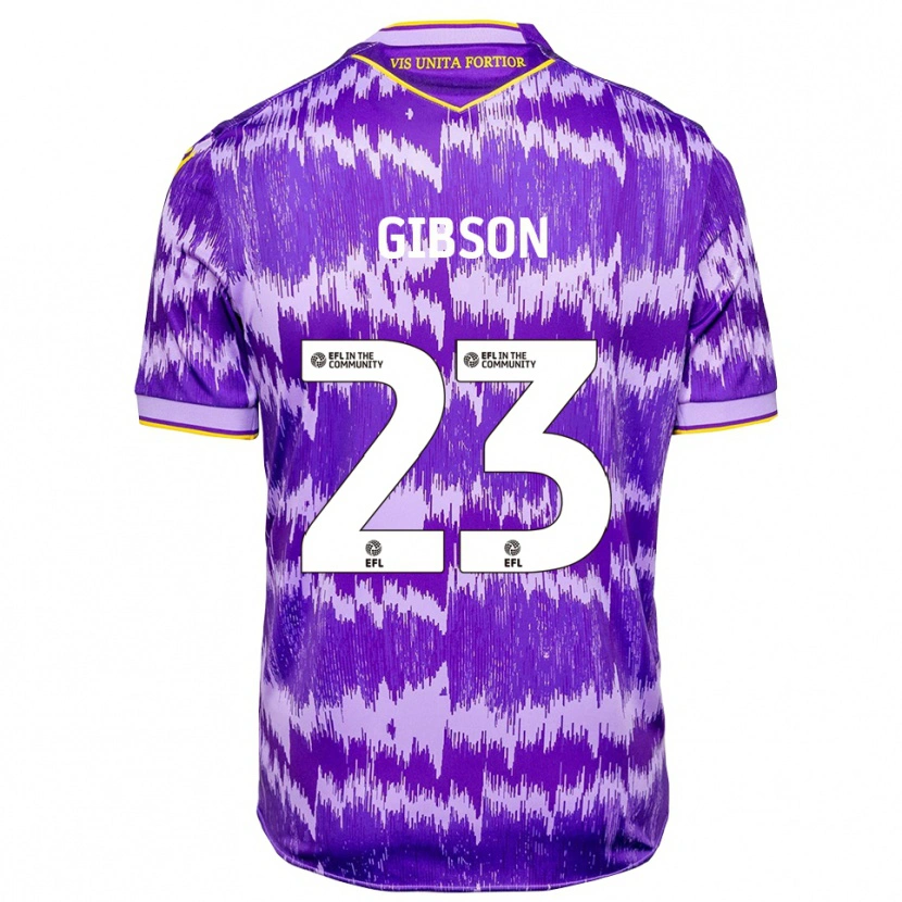 Danxen Uomo Maglia Ben Gibson #23 Viola Giallo Kit Gara Away 2025/26 Maglietta