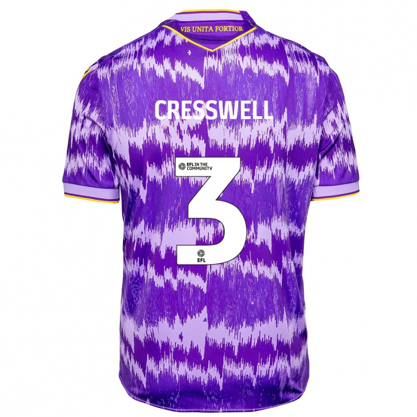 Danxen Uomo Maglia Aaron Cresswell #3 Viola Giallo Kit Gara Away 2025/26 Maglietta