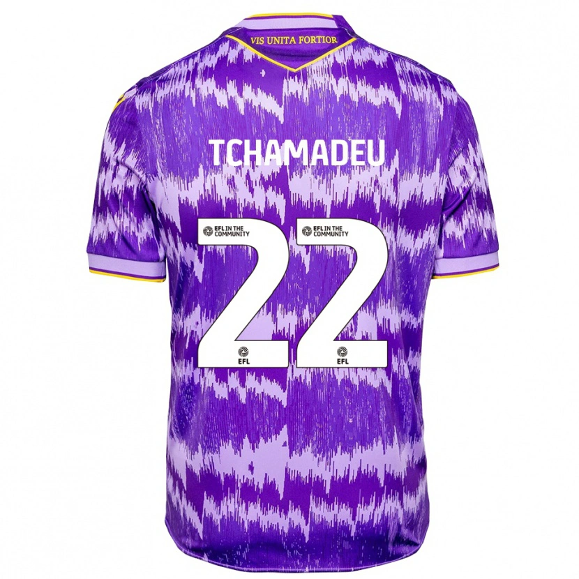 Danxen Uomo Maglia Junior Tchamadeu #22 Viola Giallo Kit Gara Away 2025/26 Maglietta